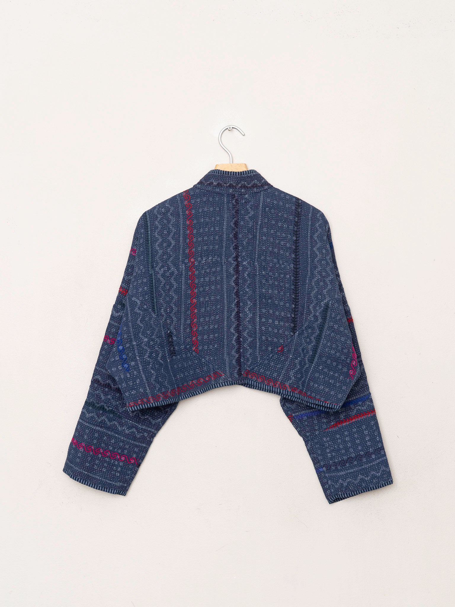 The Kaira Cropped Quilted Indigo Kantha Jacket