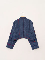 The Kaira Cropped Quilted Indigo Kantha Jacket
