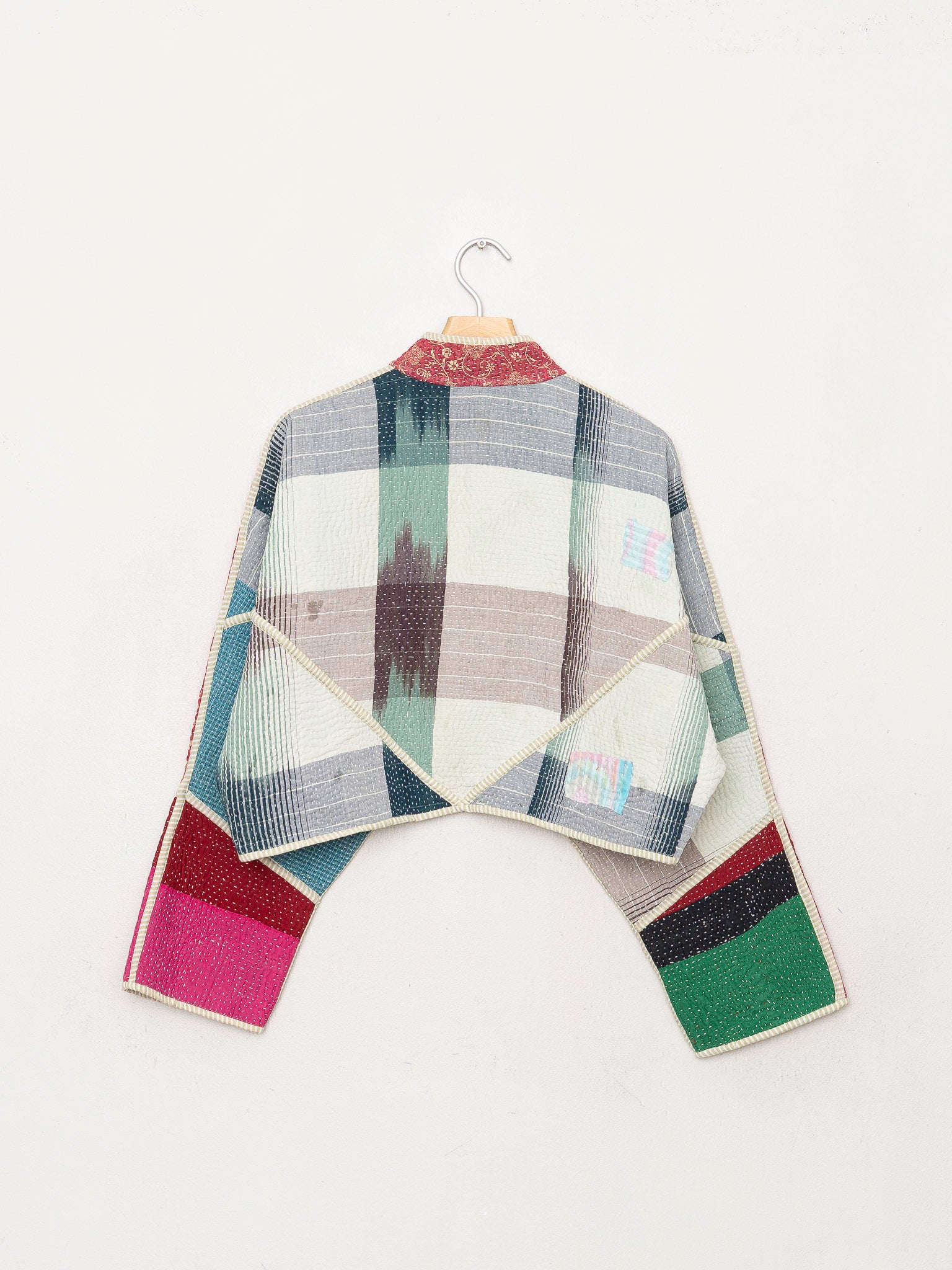 The Kaira Cropped Quilted Patchwork Kantha Jacket