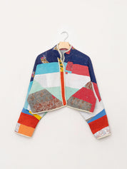 The Kaira Cropped Quilted Patchwork Kantha Jacket