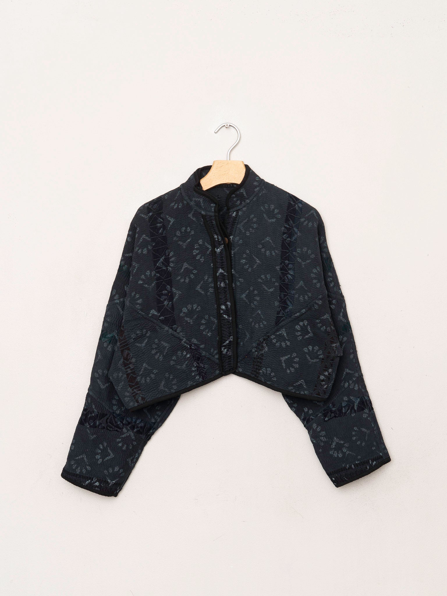 The Kaira Cropped Quilted Indigo Kantha Jacket