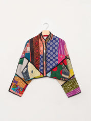 The Kaira Cropped Quilted Patchwork Kantha Jacket