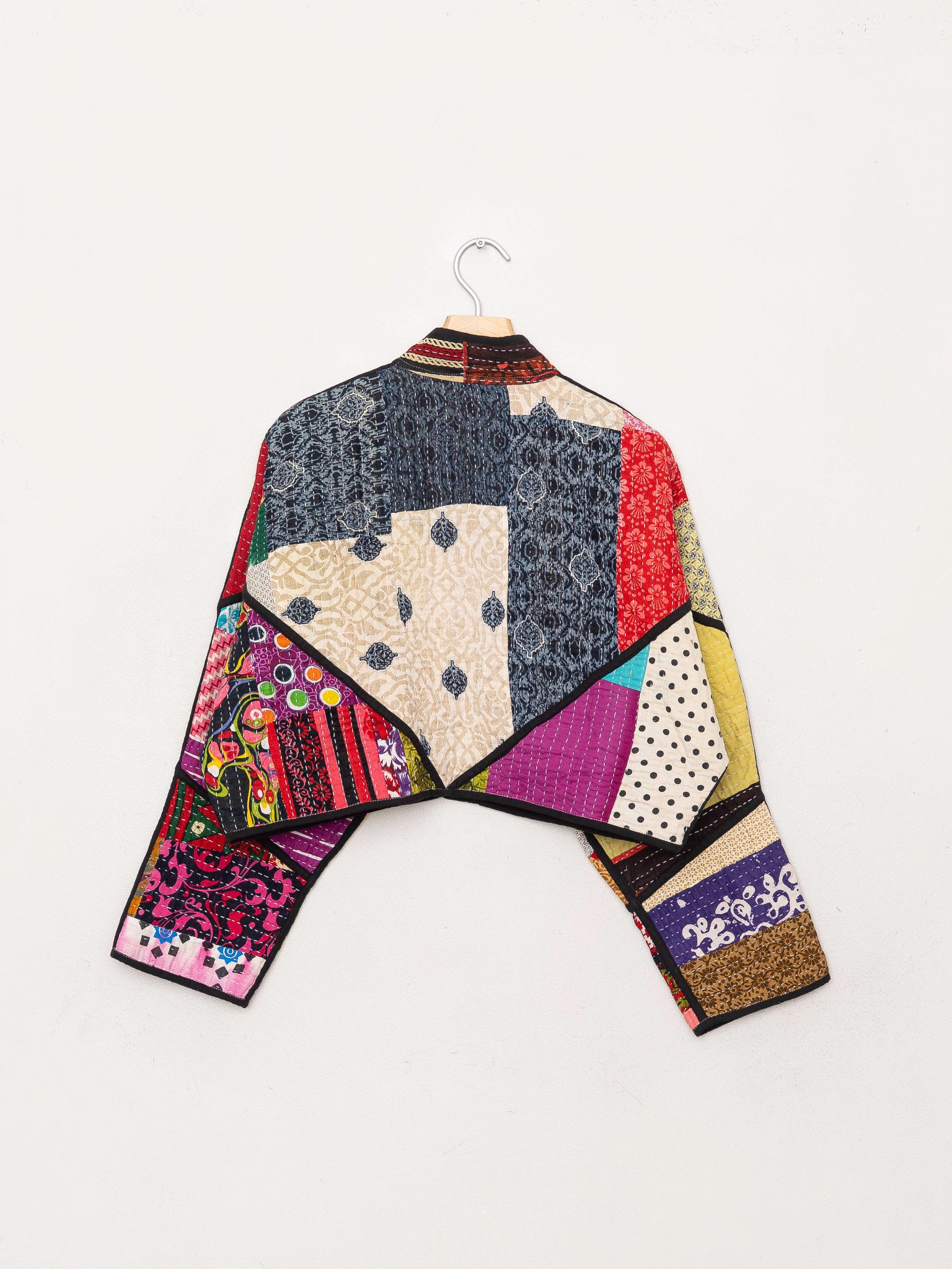 The Kaira Cropped Quilted Patchwork Kantha Jacket