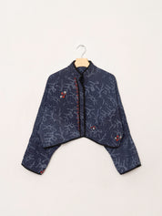 The Kaira Cropped Quilted Indigo Kantha Jacket