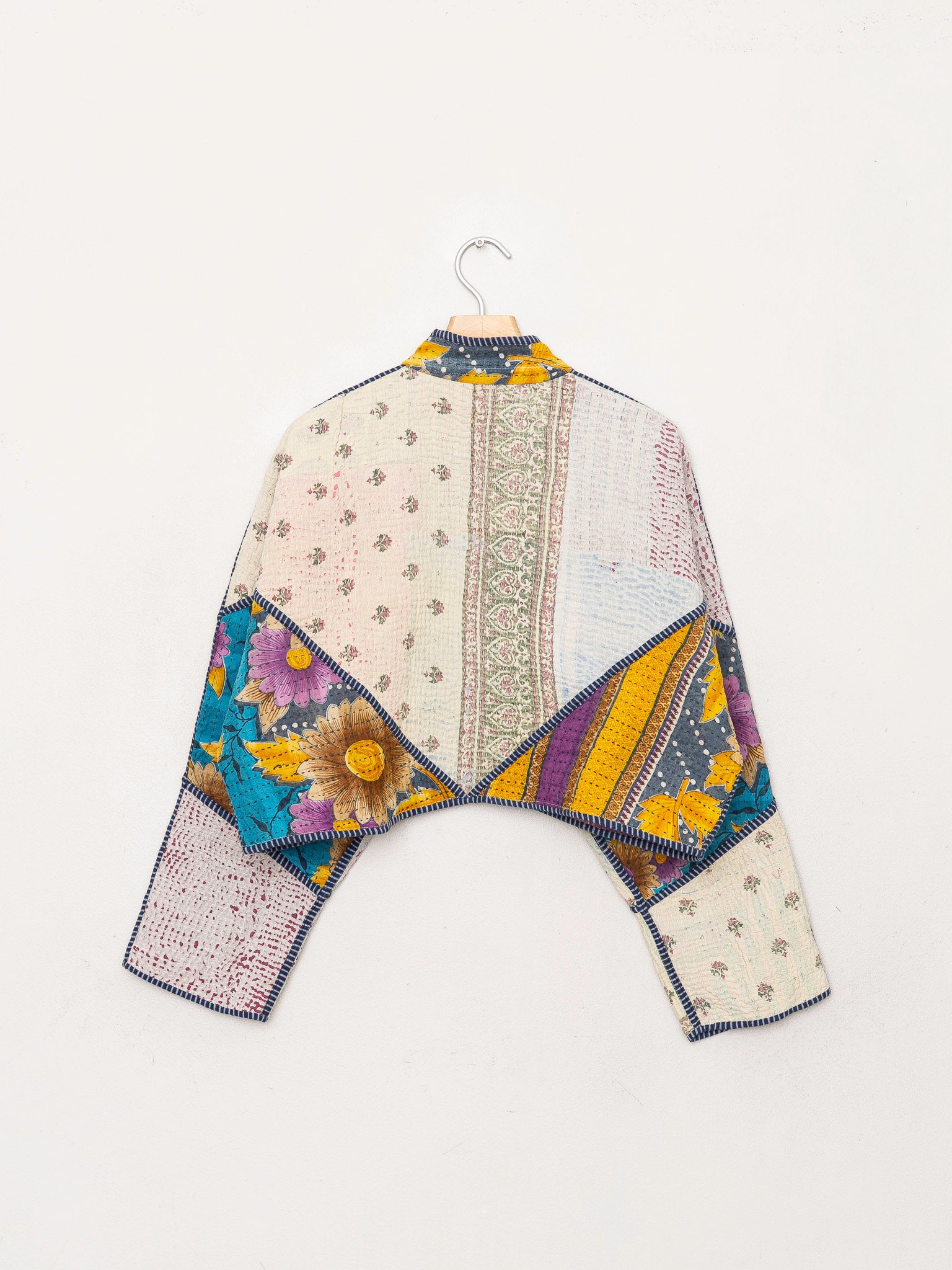 The Kaira Cropped Quilted Patchwork Kantha Jacket