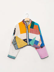 The Kaira Cropped Quilted Patchwork Kantha Jacket