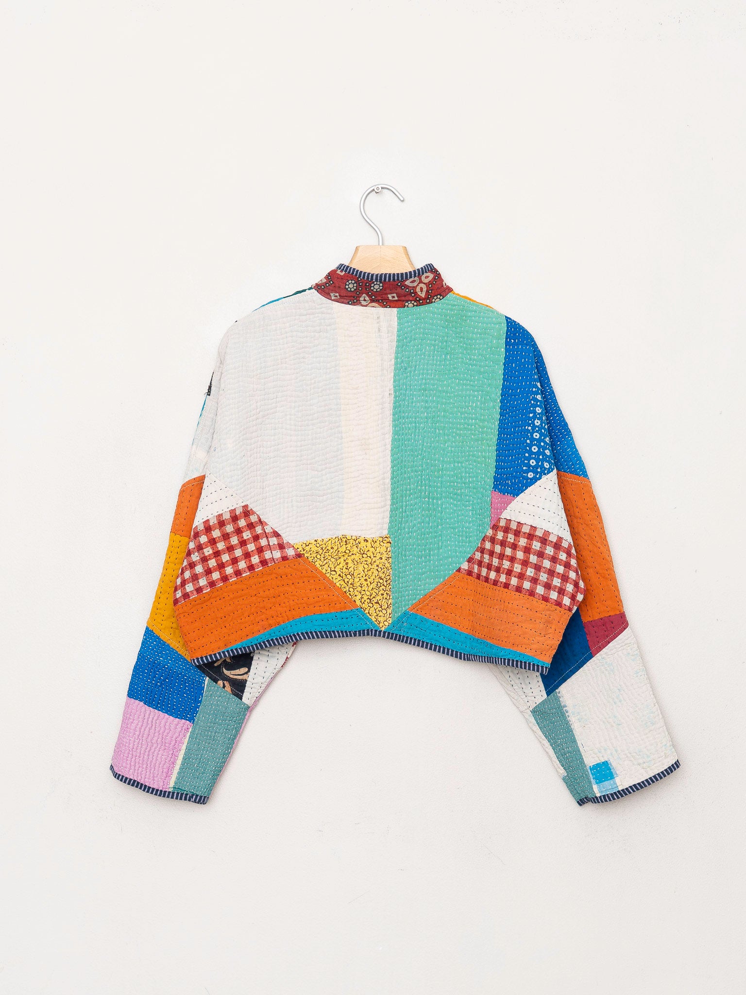The Kaira Cropped Quilted Patchwork Kantha Jacket