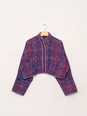 The Kaira Cropped Quilted Indigo Kantha Jacket