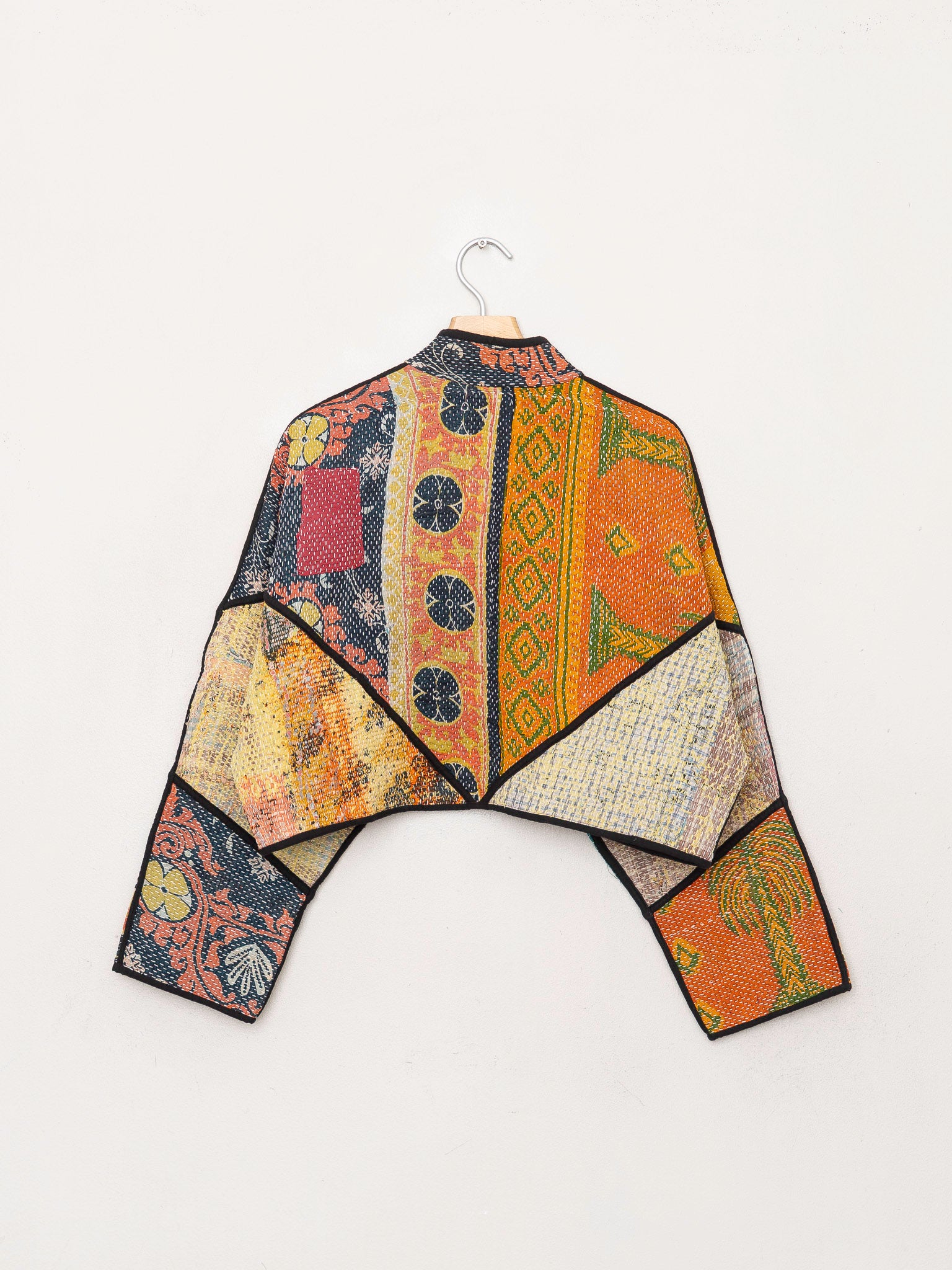 The Kaira Cropped Quilted Patchwork Kantha Jacket