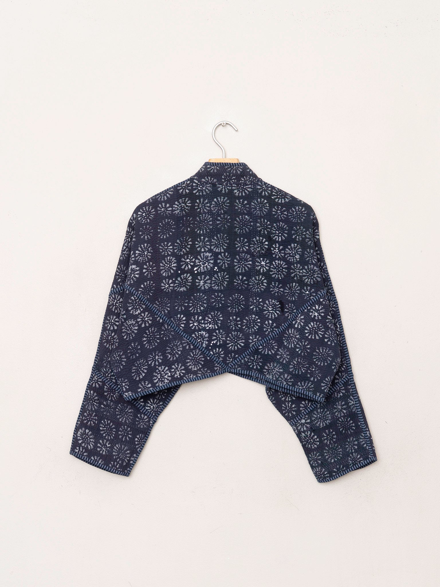 The Kaira Cropped Quilted Indigo Kantha Jacket
