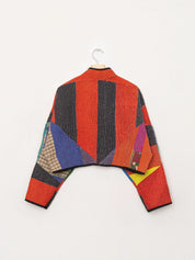 The Kaira Cropped Quilted Patchwork Kantha Jacket