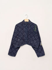 The Kaira Cropped Quilted Indigo Kantha Jacket