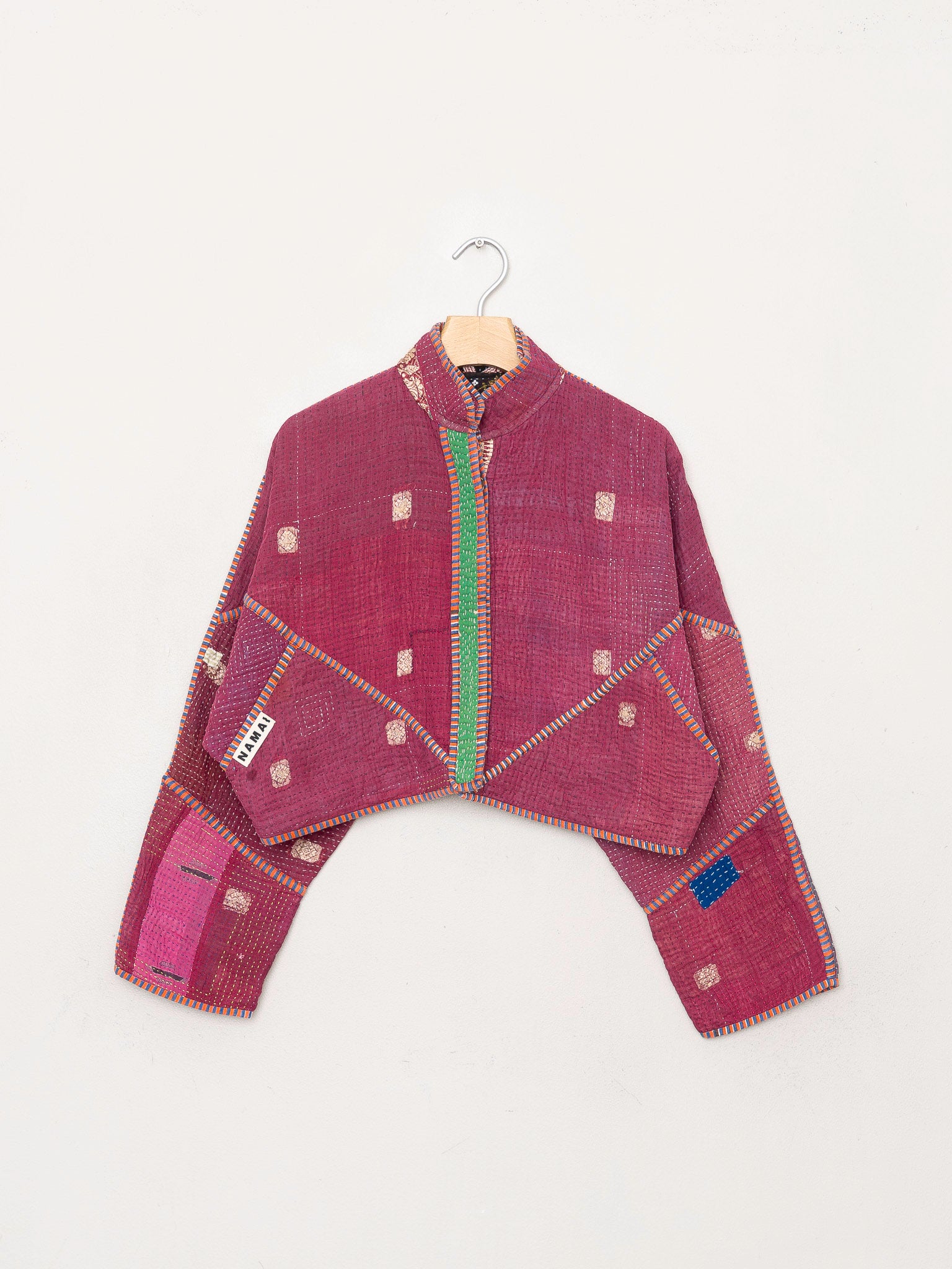 The Kaira Cropped Quilted Patchwork Kantha Jacket