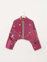 The Kaira Cropped Quilted Patchwork Kantha Jacket