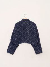 The Kaira Cropped Quilted Indigo Kantha Jacket