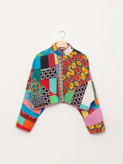 The Kaira Cropped Quilted Patchwork Kantha Jacket