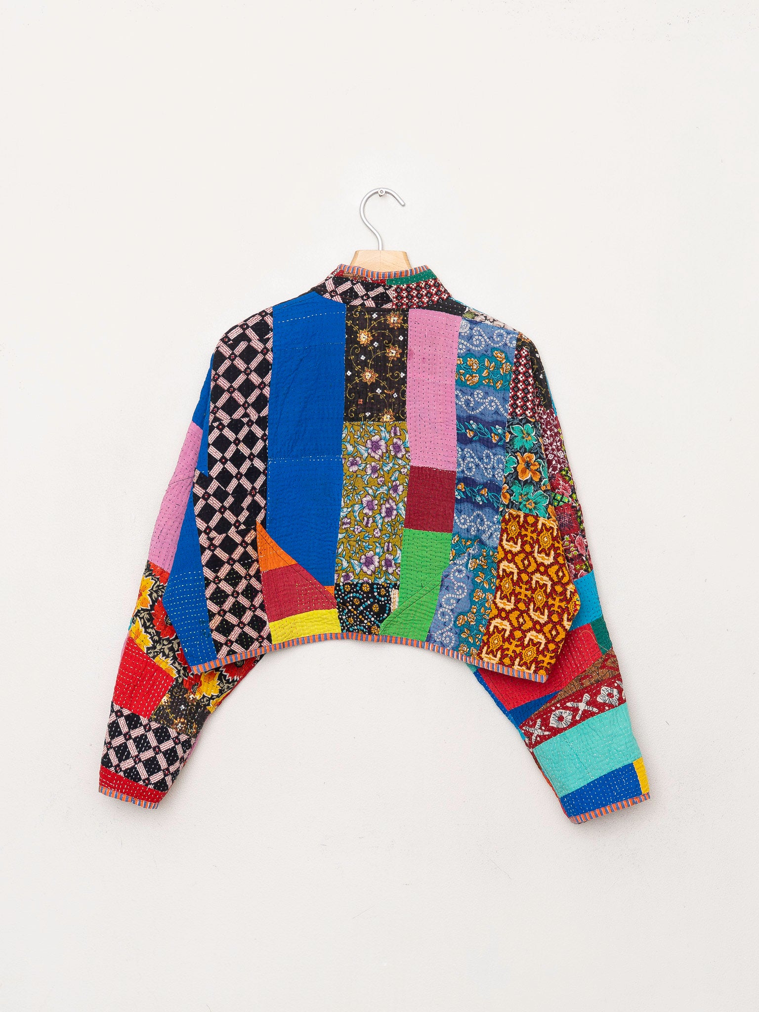 The Kaira Cropped Quilted Patchwork Kantha Jacket