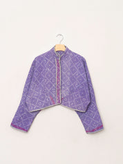 The Kaira Cropped Quilted Indigo Kantha Jacket