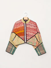 The Kaira Cropped Quilted Patchwork Kantha Jacket
