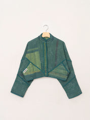 The Kaira Cropped Quilted Indigo Kantha Jacket