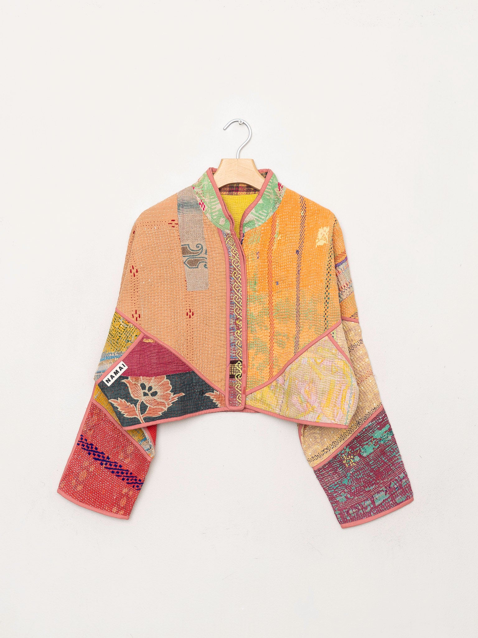 The Kaira Cropped Quilted Patchwork Kantha Jacket
