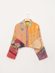The Kaira Cropped Quilted Patchwork Kantha Jacket