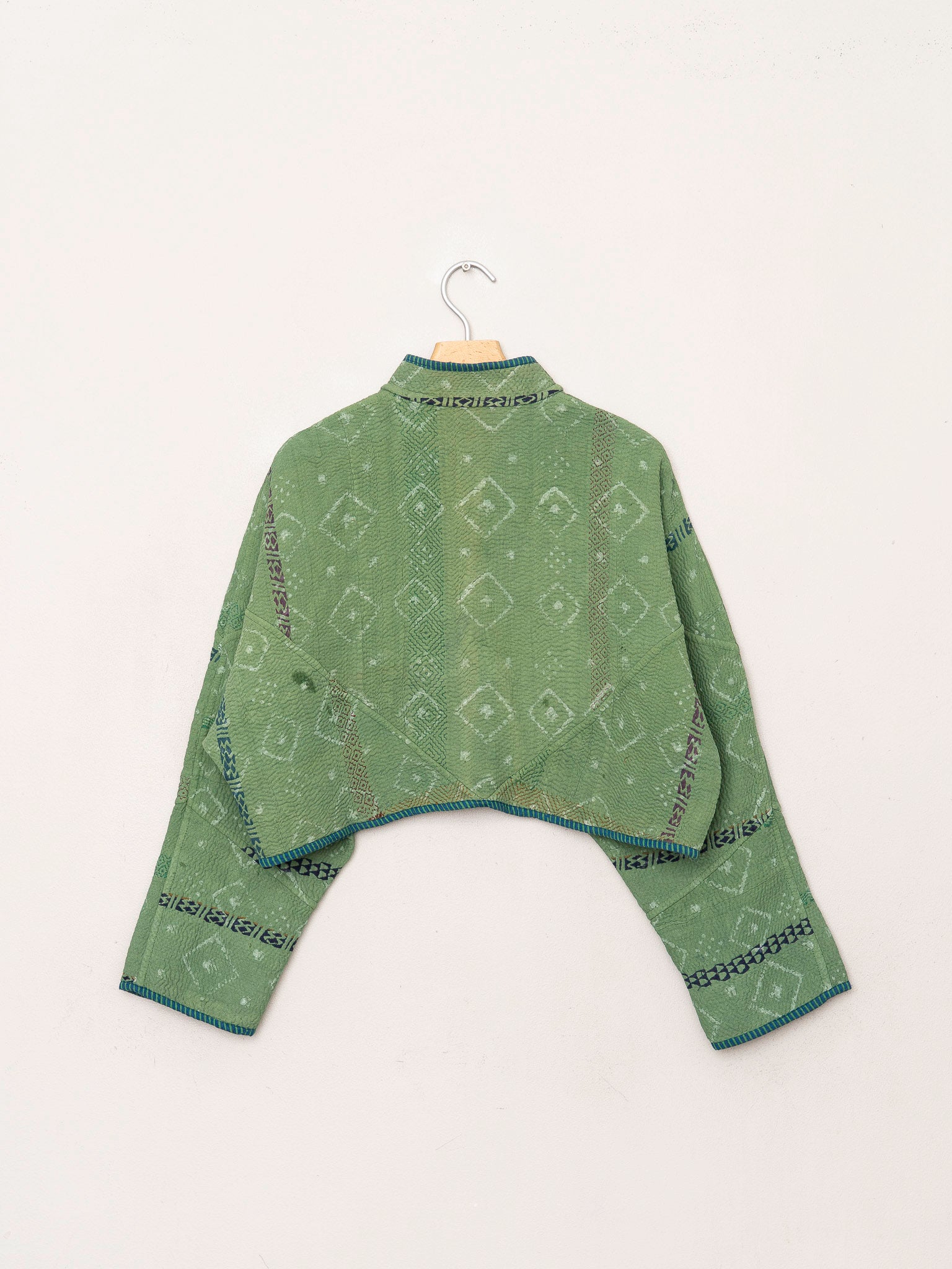 The Kaira Cropped Quilted Indigo Kantha Jacket