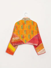 The Kaira Cropped Quilted Patchwork Kantha Jacket