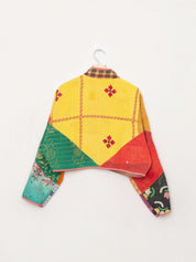 The Kaira Cropped Quilted Patchwork Kantha Jacket