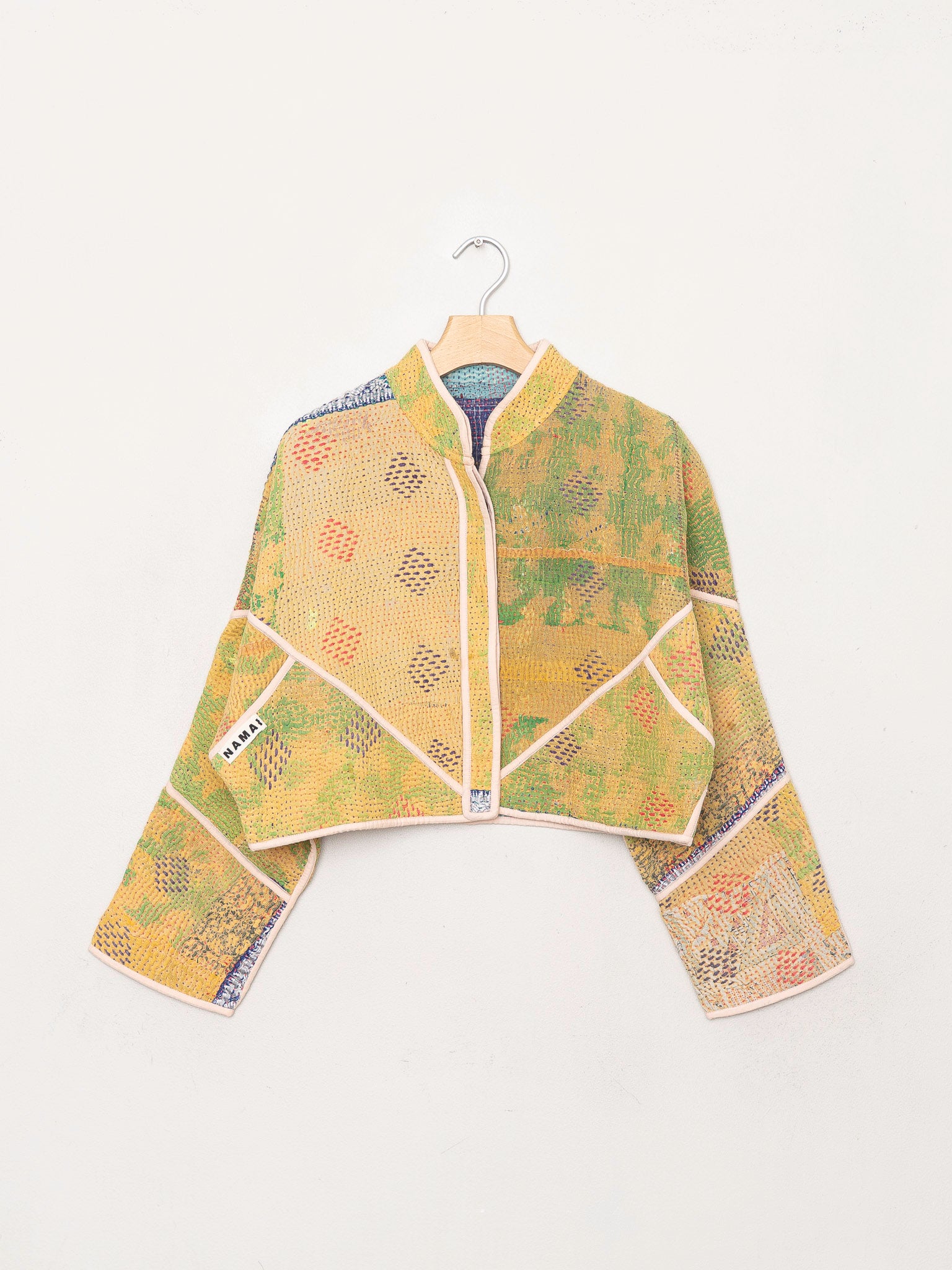 The Kaira Cropped Quilted Patchwork Kantha Jacket