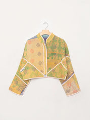 The Kaira Cropped Quilted Patchwork Kantha Jacket