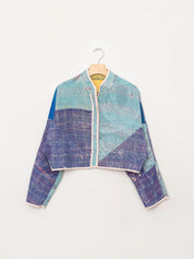 The Kaira Cropped Quilted Patchwork Kantha Jacket