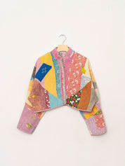 The Kaira Cropped Quilted Patchwork Kantha Jacket