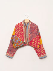 The Kaira Cropped Quilted Patchwork Kantha Jacket