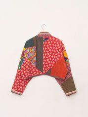 The Kaira Cropped Quilted Patchwork Kantha Jacket