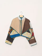 The Kaira Cropped Quilted Patchwork Kantha Jacket