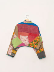 The Kaira Cropped Quilted Patchwork Kantha Jacket