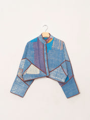 The Kaira Cropped Quilted Patchwork Kantha Jacket