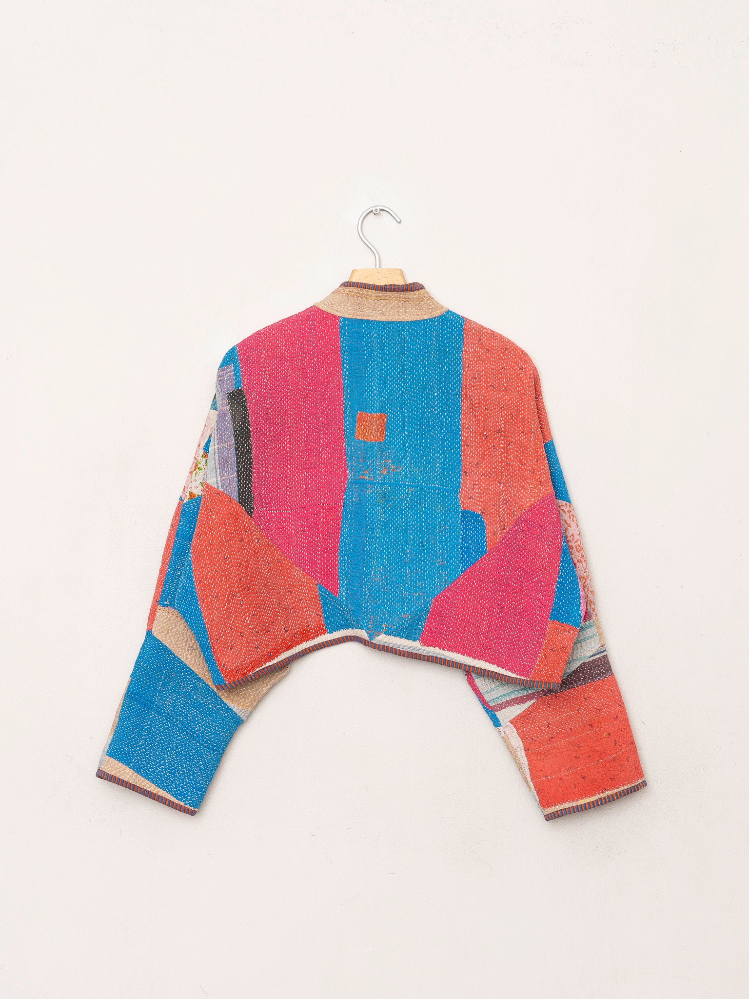 The Kaira Cropped Quilted Patchwork Kantha Jacket