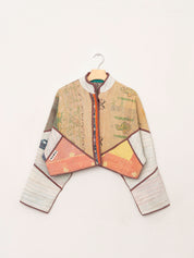 The Kaira Cropped Quilted Patchwork Kantha Jacket