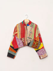 The Kaira Cropped Quilted Patchwork Kantha Jacket