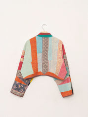 The Kaira Cropped Quilted Patchwork Kantha Jacket