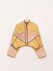 The Kaira Cropped Quilted Patchwork Kantha Jacket