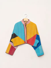 The Kaira Cropped Quilted Patchwork Kantha Jacket