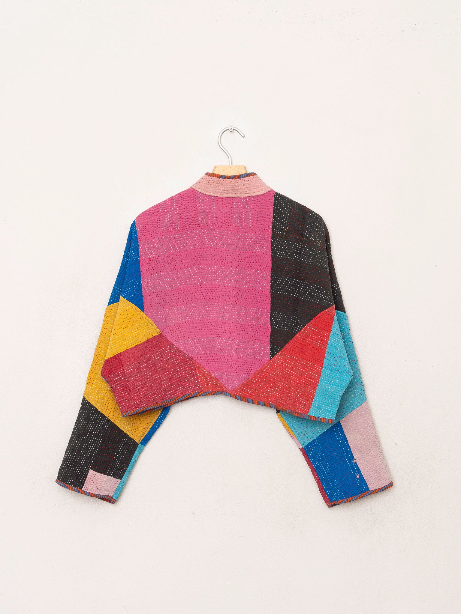 The Kaira Cropped Quilted Patchwork Kantha Jacket