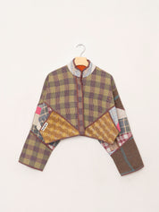 The Kaira Cropped Quilted Patchwork Kantha Jacket