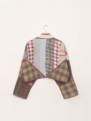 The Kaira Cropped Quilted Patchwork Kantha Jacket