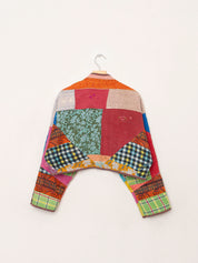 The Kaira Cropped Quilted Patchwork Kantha Jacket