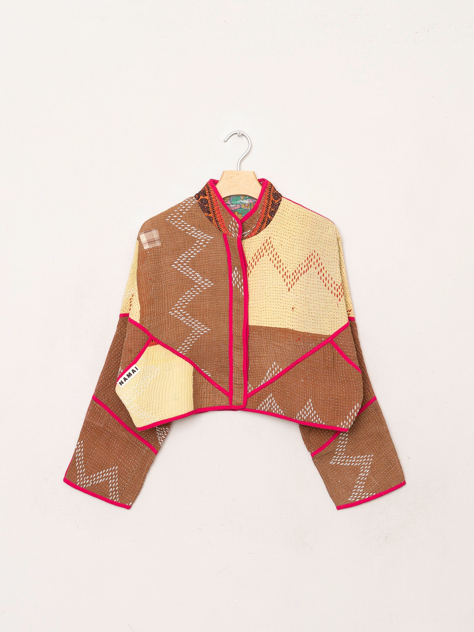 The Kaira Cropped Quilted Patchwork Kantha Jacket