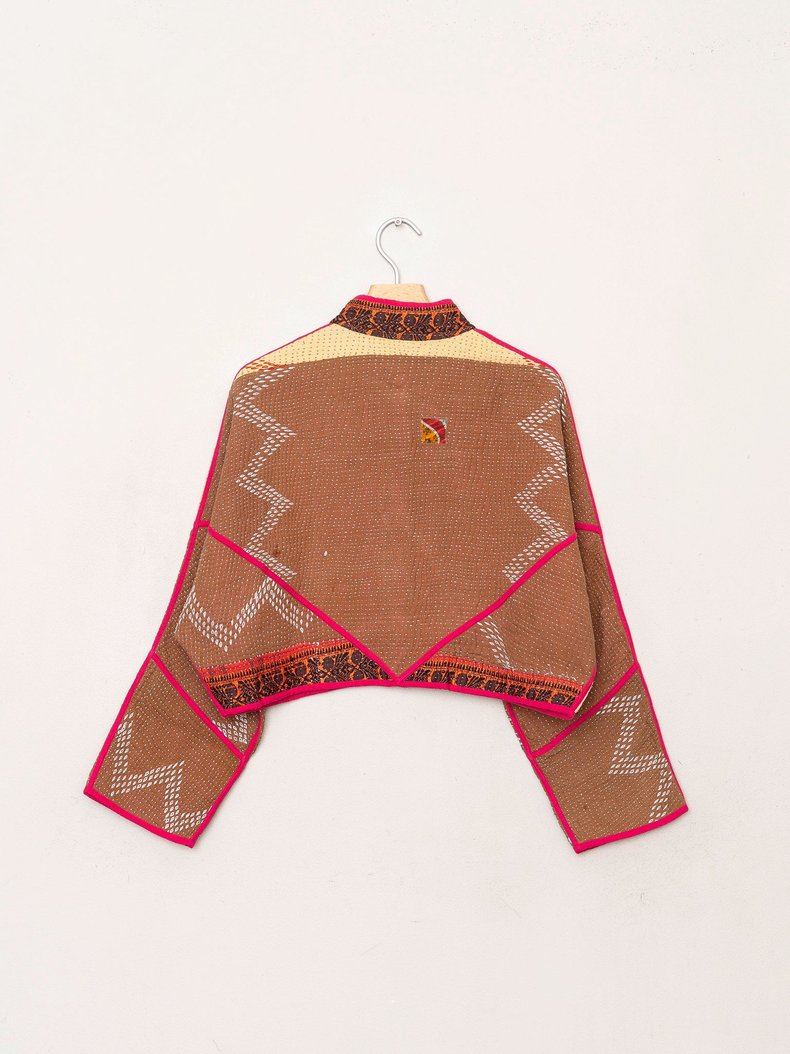 The Kaira Cropped Quilted Patchwork Kantha Jacket